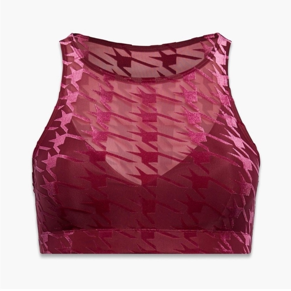 2X Savage X Fenty Risqué Taker Houndstooth Medium-Impact Sports Bra Burgundy